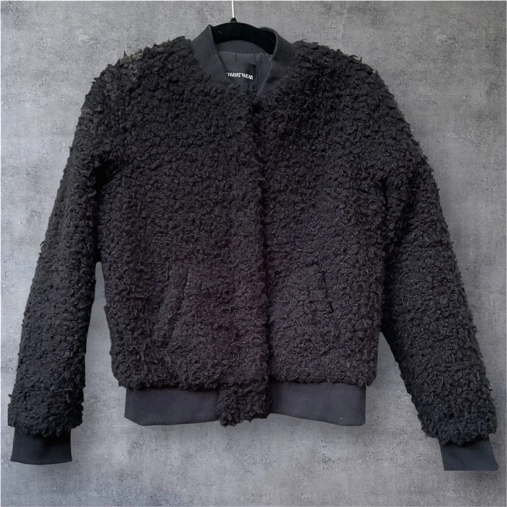 Who What Wear Teddy Bear Bomber Jacket